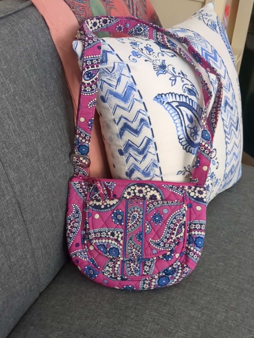 Vera Bradley Magenta Paisley Quilted Mini Crossbody